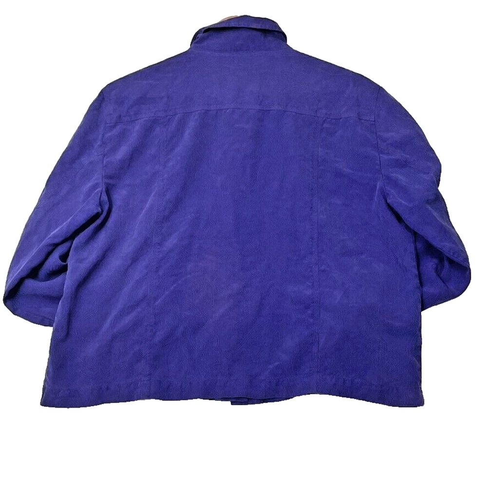 Chico's 100% Silk Shell Button Shirt Top Shacket Purple Texture Size 2 (M 12/14) - Picture 9 of 9